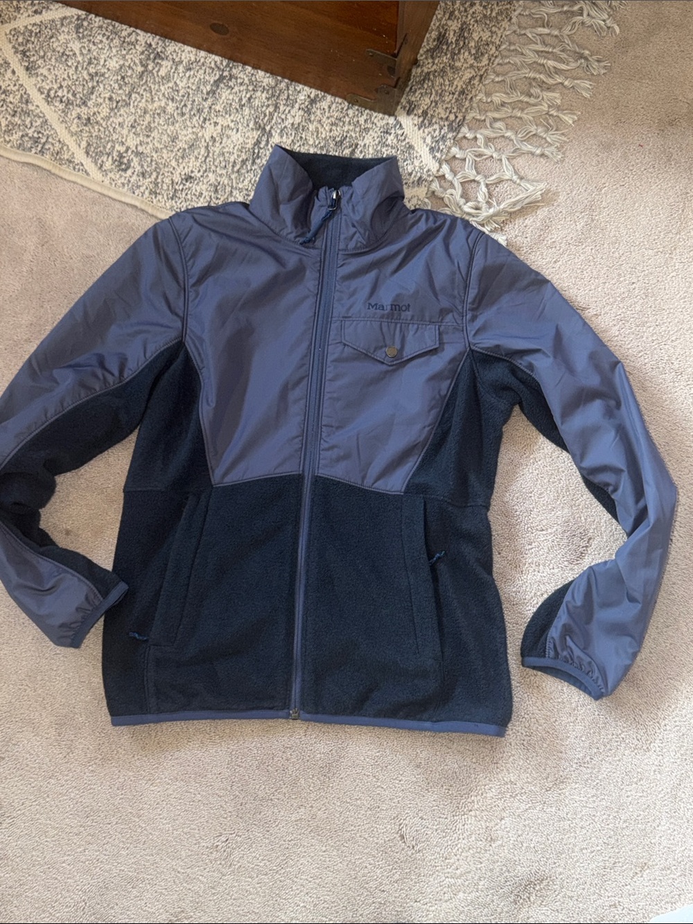 Marmot Navy and Black Lightweight Hybrid Jacket